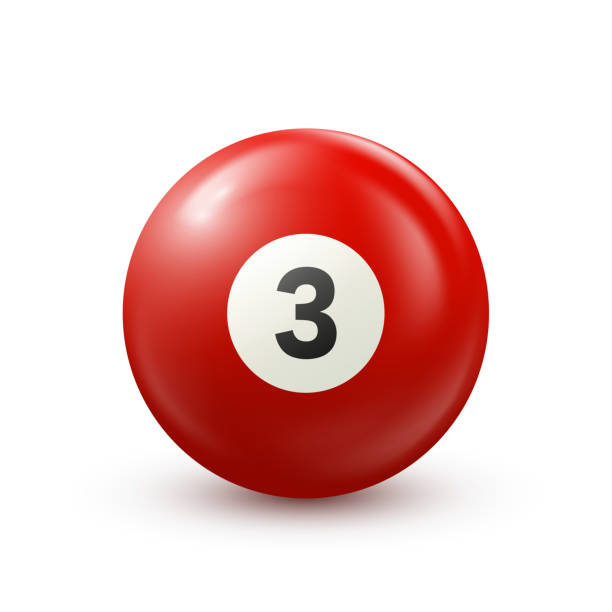 istock Billiard, red pool ball with number 3 Snooker or lottery ball on white background.Vector illustration 1446080181