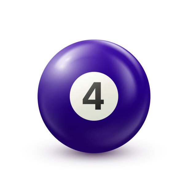 istock Billiard, purple pool ball with number 4 Snooker or lottery ball on white background.Vector illustration 1446080187
