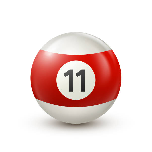 istock Billiard, red pool ball with number 11 Snooker or lottery ball on white background.Vector illustration 1446080220