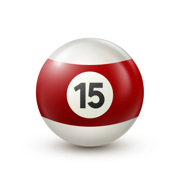 istock Billiard, red pool ball with number 15 Snooker or lottery ball on white background.Vector illustration 1446080243