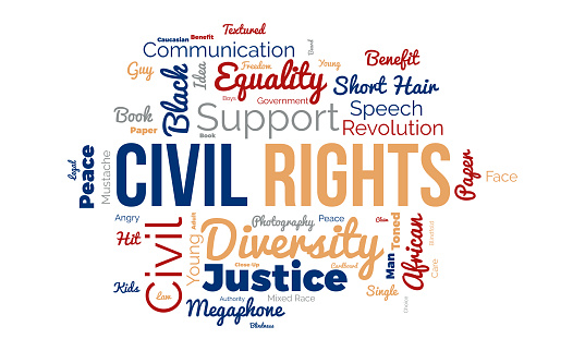 Civil Rights world cloud background. Federal awareness Vector illustration design concept.