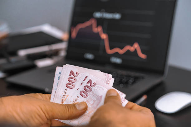 woman hands counting turkish lira - tl imagens e fotografias de stock