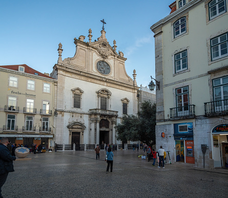 Lisbon, Portugal - Feb 19, 2020: Church of St. Dominic (Igreja de Sao Domingos) - Lisbon, Portugal