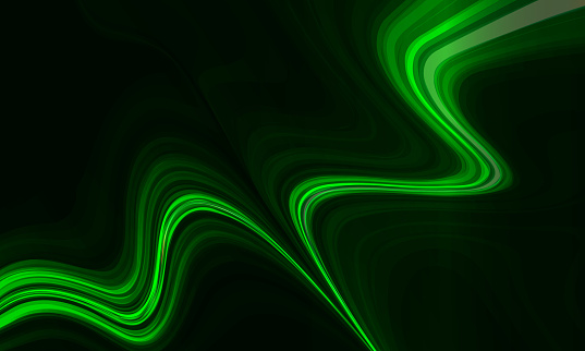 Abstract modern dark green background with flowing movement lines. Vector illustration