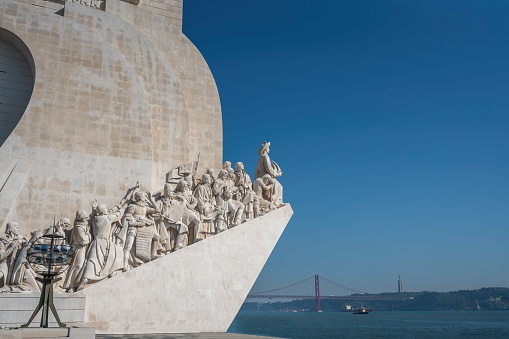 Lisbon, Portugal - Feb 24, 2020: Monument to the Discoveries (Padrao dos Descobrimentos) - Lisbon, Portugal