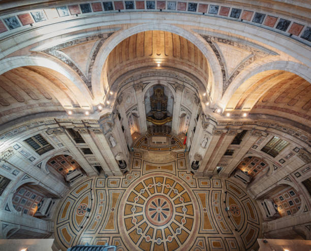 Panoramic High angle view of National Pantheon Interior - Lisbon, Portugal Lisbon, Portugal - Feb 27, 2020: Panoramic High angle view of National Pantheon Interior - Lisbon, Portugal national pantheon lisbon stock pictures, royalty-free photos & images
