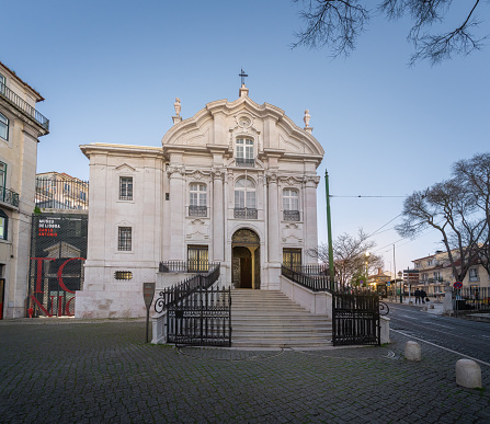 Lisbon, Portugal - Feb 18, 2020: Saint Anthony Church (Igreja Santo Antonio de Lisboa) and Museum of Lisbon Saint Anthony - Lisbon, Portugal