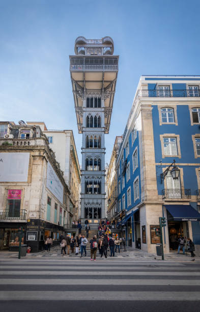 Santa Justa Lift - Lisbon, Portugal Lisbon, Portugal - Feb 14, 2020: Santa Justa Lift - Lisbon, Portugal santa justa lift portugal stock pictures, royalty-free photos & images