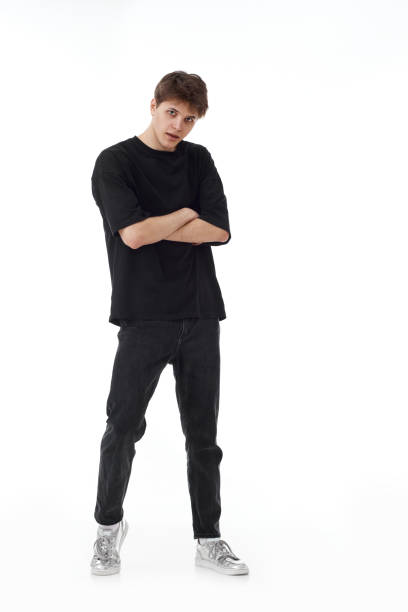 istock young man in black t-shirt and jeans dancing 1446090183