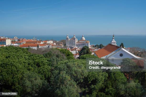 Aerial View Of Lisbon With Church Of Sao Vicente De Fora And National Pantheon Lisbon Portugal Stock Photo - Download Image Now