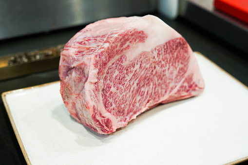 A cut of wagyu beef from the city of Kobe in an Argentinian barbecue