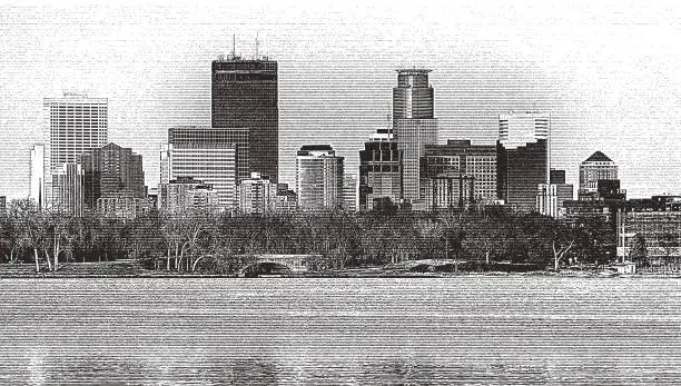 Vector illustration of City skyscrapers and lake
