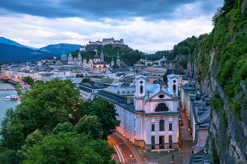 Panoramic view of Salzburg, Austria. Composite photo