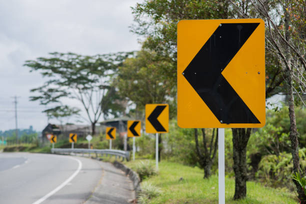 istock image of road traffic signs for caution and care while driving 1446104186