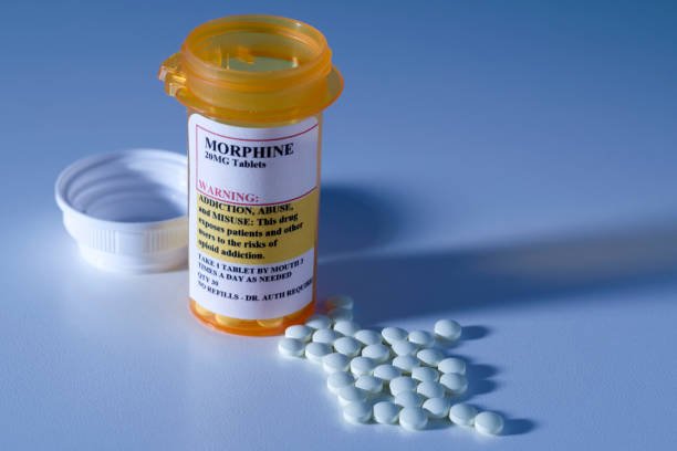 危険な処方薬、モルヒネピル - crime medicine narcotic rx ストックフォトと画像