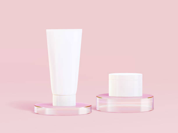 istock 3d glass podium. Beauty product display cosmetic minimal scene. Vector cosmetic promotion stage. 1446109266