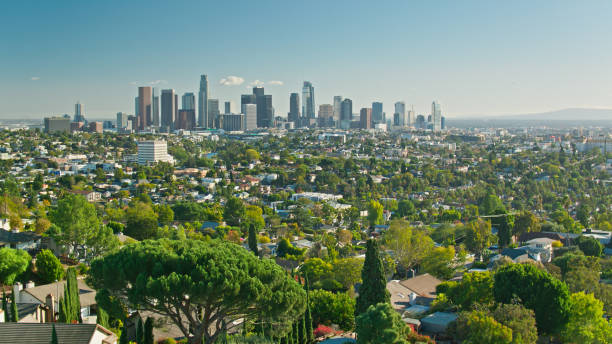 istock Drone Shot Looking Towards Downtown Los Angeles from Silver Lake 1446116513