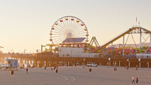 istock Santa Monica Pier and Beach at Sunset - Aerial View 1446119272