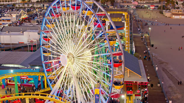 istock Pacific Park on Santa Monica Pier at Sunset - Drone Shot 1446119343