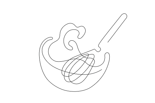 Baking with wire whisk line art