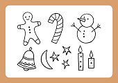 istock Hand drawn Christmas festive illustrations 1446120604