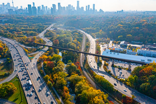 Don Valley Park and Lower Don River Trail, Toronto, Canada.