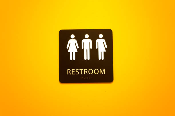 istock Gender Neutral Restroom Sign, Vibrant Yellow Background 1446128896