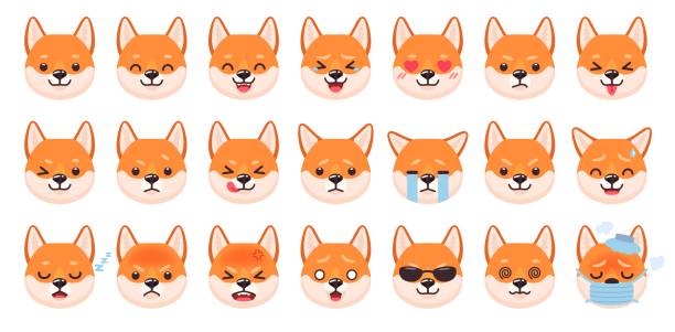 Dogs Emoticons Dog Character Face Showing Expressions And Emotions Kawaii Anime  Puppy Emoji Angry Sad Happy Nap Cry Wink Cute Pet Expression Ingenious  Animal Vector Illustration-vektorgrafik och fler bilder på Ansiktsuttryck -