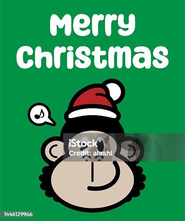 istock A cute gorilla wearing a Santa hat wishes You a Merry Christmas 1446129966