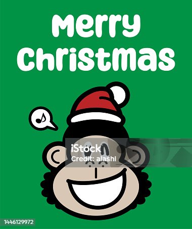 istock A cute gorilla wearing a Santa hat wishes You a Merry Christmas 1446129972