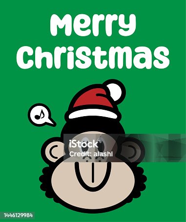istock A cute gorilla wearing a Santa hat wishes You a Merry Christmas 1446129984