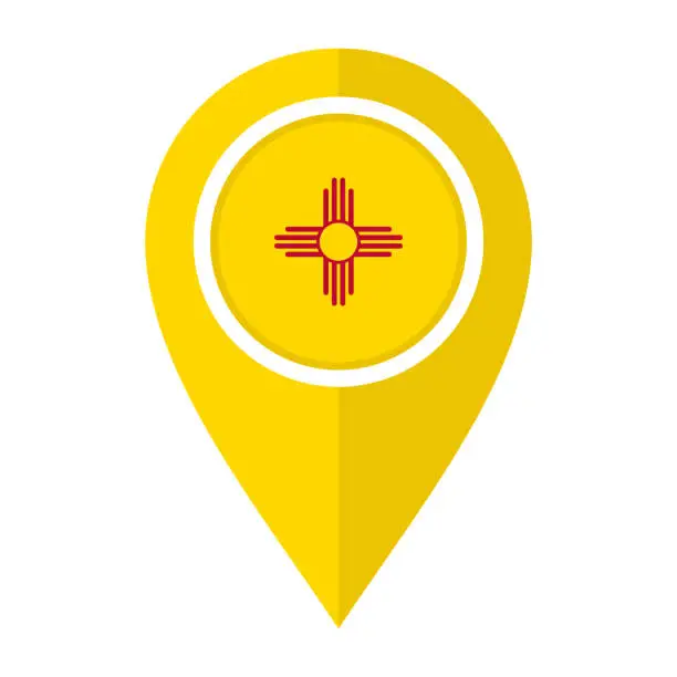 Vector illustration of flat map marker icon with new mexico flag. isolated on white background