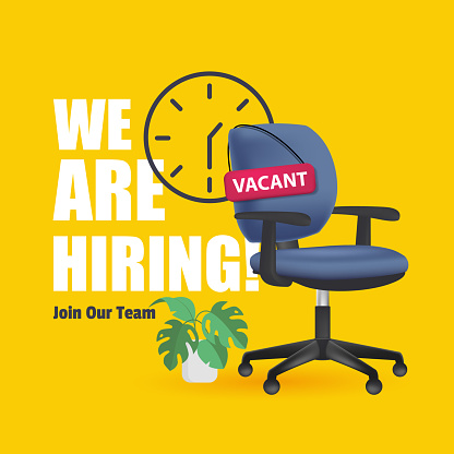 3D We Are Hiring Join Our Team Concept With Vacant Office Chair For Designation.