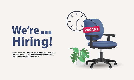 We Are Hiring Join Our Team Concept With Vacant Office Chair.