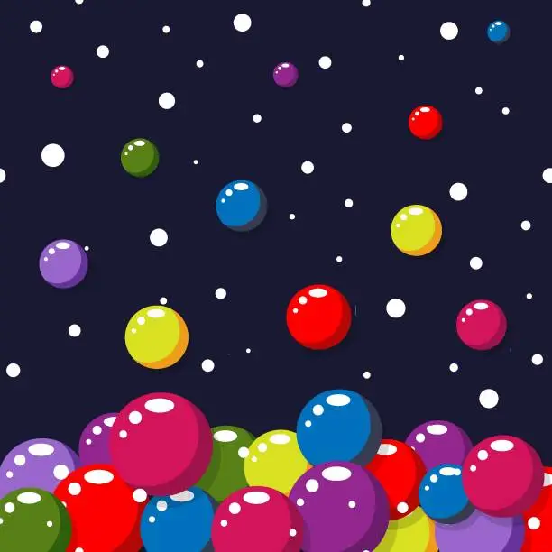 Vector illustration of Colored bubbles on dark background. Colorful circles walpaper.
