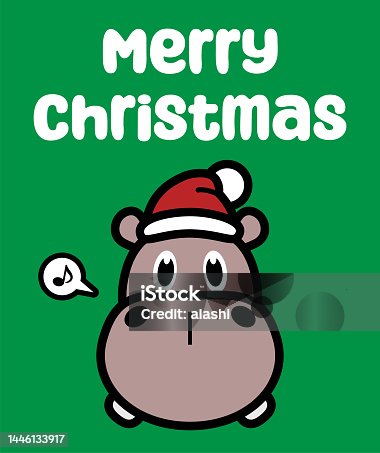 istock A cute hippo wearing a Santa hat wishes You a Merry Christmas 1446133917