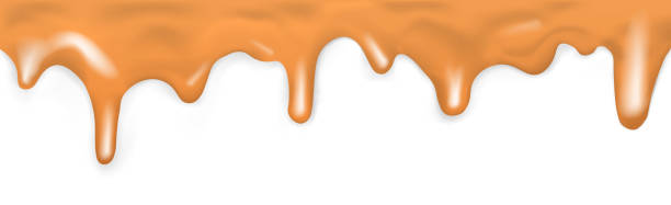 fließendes karamell, auf weißer hintergrundschablone - vektor - foodbackground stock-grafiken, -clipart, -cartoons und -symbole