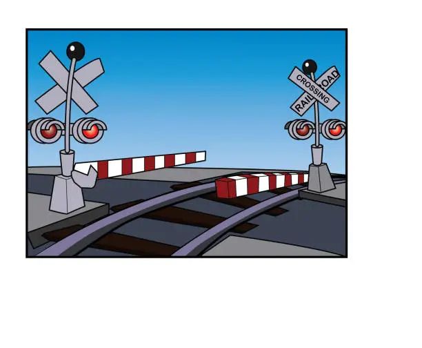 Vector illustration of Railway crossing