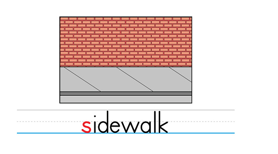 Sidewalk image with vector text alphabet