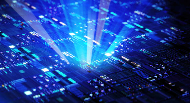 istock 3D rendering of cyberpunk AI. Circuit board. Technology background. Central Computer Processors CPU and GPU concept. Motherboard digital chip. Tech science background. 1446139065