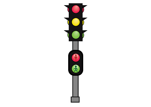 Traffic light with pedestrian crossing lights image
