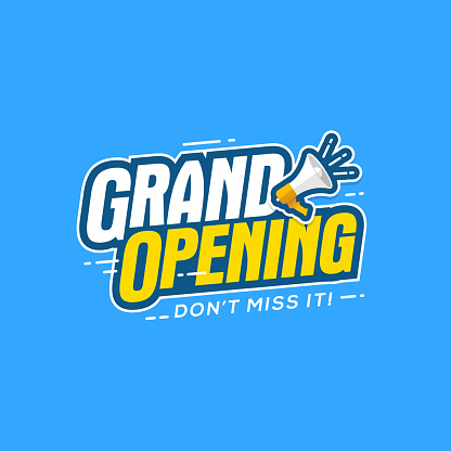 Grand opening banner template. Advertising design for social network vector illustration. Template for retail promotion and announcement