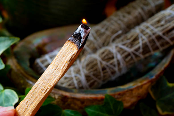 istock Burning Palo Santo Smudge Stick 1446143683