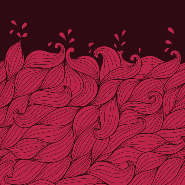 векторный рисунок трендового цвета 2023 года - viva magenta. абстрактная геометрия с волнами воды в море - viva magenta stock illustrations