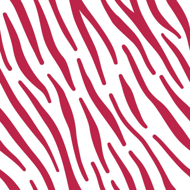 얼룩말 동물 피부가 있는 2023년 비바 마젠타 올해의 색상의 벡터 심리스 패턴 - viva magenta stock illustrations