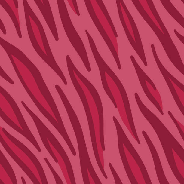 벡터 원활한 패턴 올해의 색상 2023 비바 마젠타 동물 호랑이 피부 - viva magenta stock illustrations