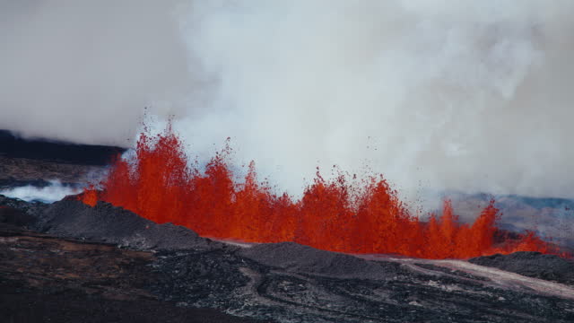 Slow Motion of Hawaii Mauna Loa Volcano Eruption of 2022