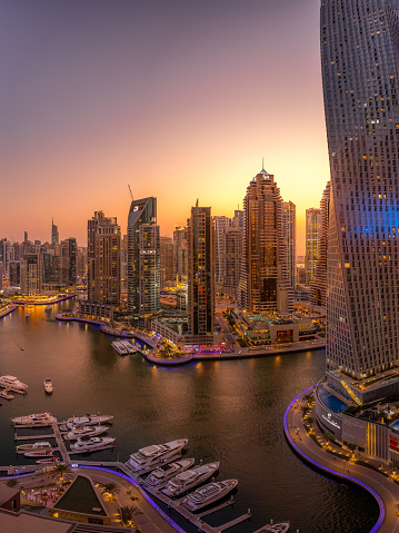 Dubai Marina at the sunset