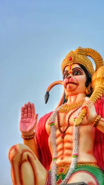 Beautiful build huge statue of Lord Hanuman ji.
