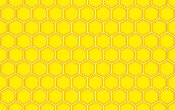 Vector illustration of Yellow seamless hexagon geometric pattern. Vector illustration